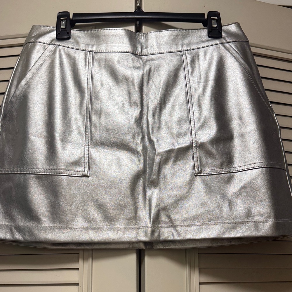 a new day Silver Metallic Faux Leather Mini Skirt